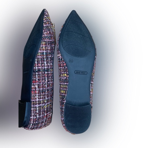 NWT Nine West Tweed & Rhinestone Buckle Flats - Plaid, Preppy - SIZE 9 - Picture 12 of 15